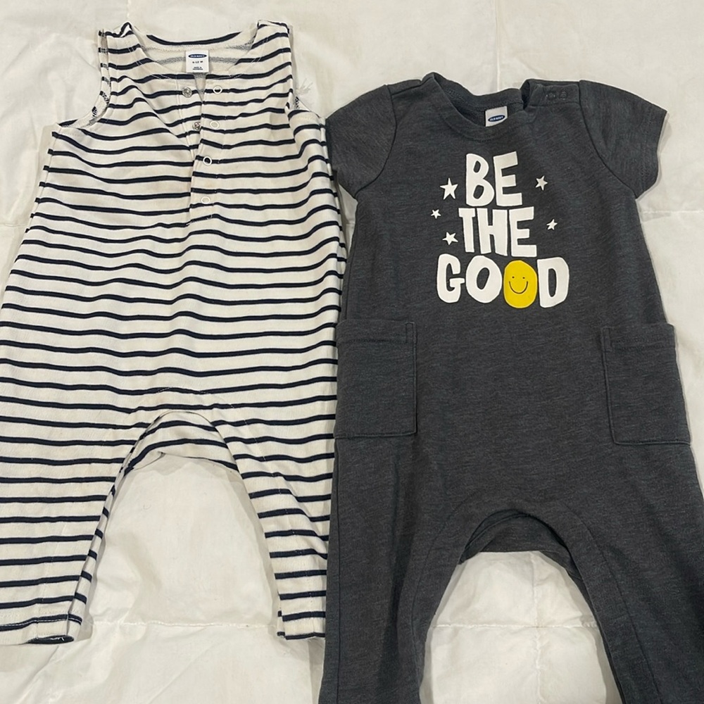 (2) 6-12M Old Navy Rompers
